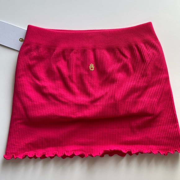 Spiritual Gangster Bright Pink Amor Bandeau Tube top with lettuce hem Size XS/S - Picture 5 of 8